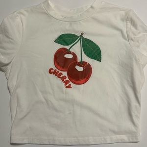 graphic cherry crop top tee